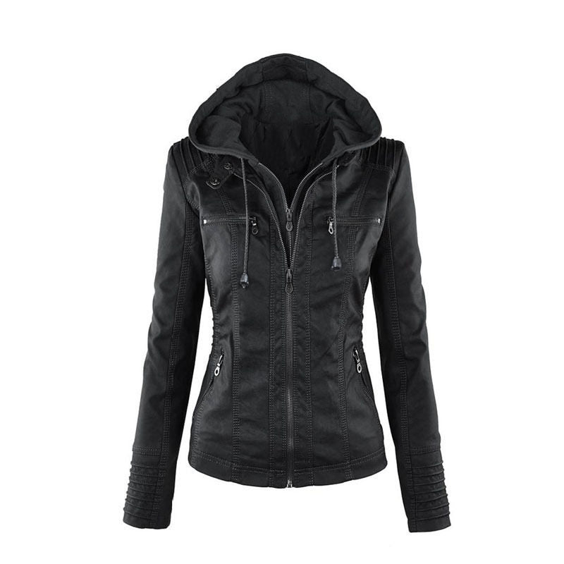 Damenjacke mit Kapuze und Reißverschluss in strukturierter Passform - 2 - Jasminaboutique.com