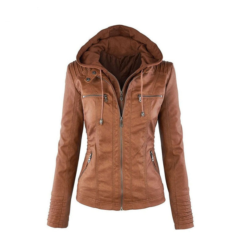 Damenjacke mit Kapuze und Reißverschluss in strukturierter Passform - 3 - Jasminaboutique.com