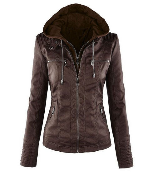 Damenjacke mit Kapuze und Reißverschluss in strukturierter Passform - 4 - Jasminaboutique.com