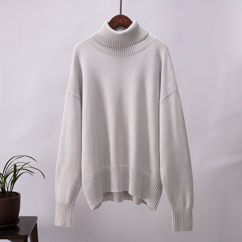 Damenpullover in lockerer Passform mit Rollkragen und langen Ärmeln - 4 - Jasminaboutique.com