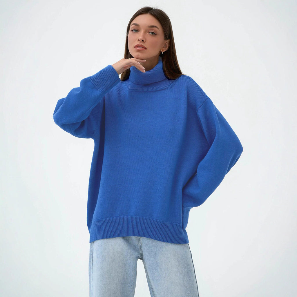 Damenpullover in lockerer Passform mit Rollkragen und langen Ärmeln - 9 - Jasminaboutique.com