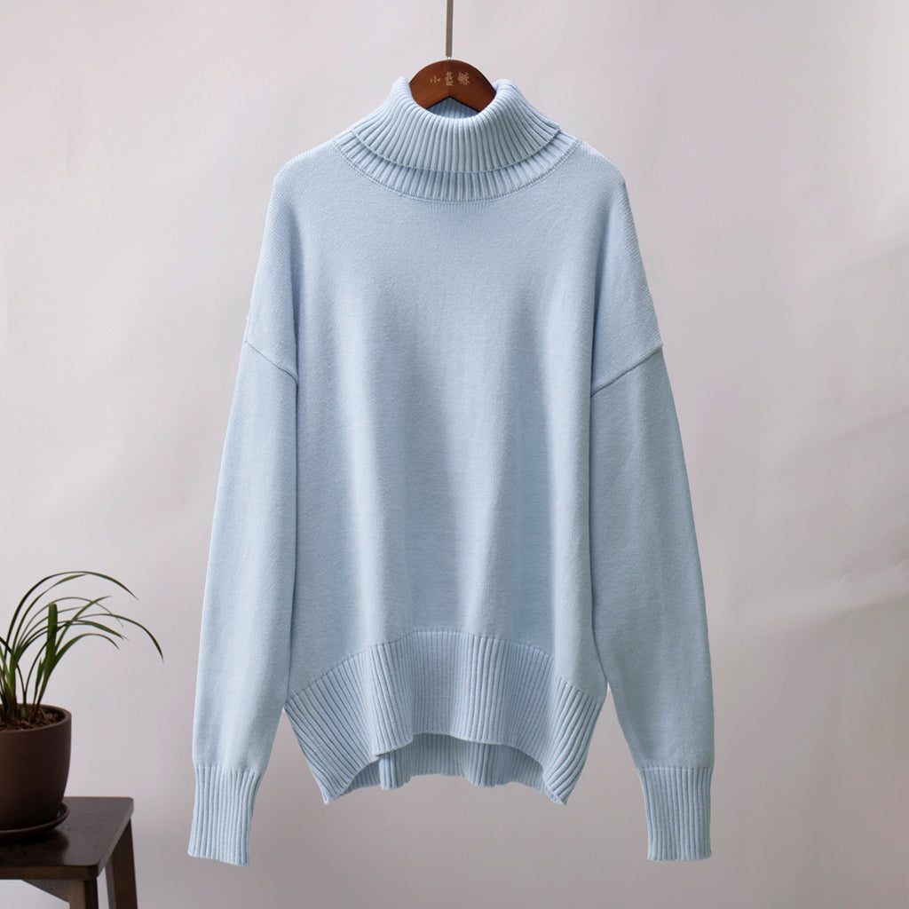 Damenpullover in lockerer Passform mit Rollkragen und langen Ärmeln - 11 - Jasminaboutique.com