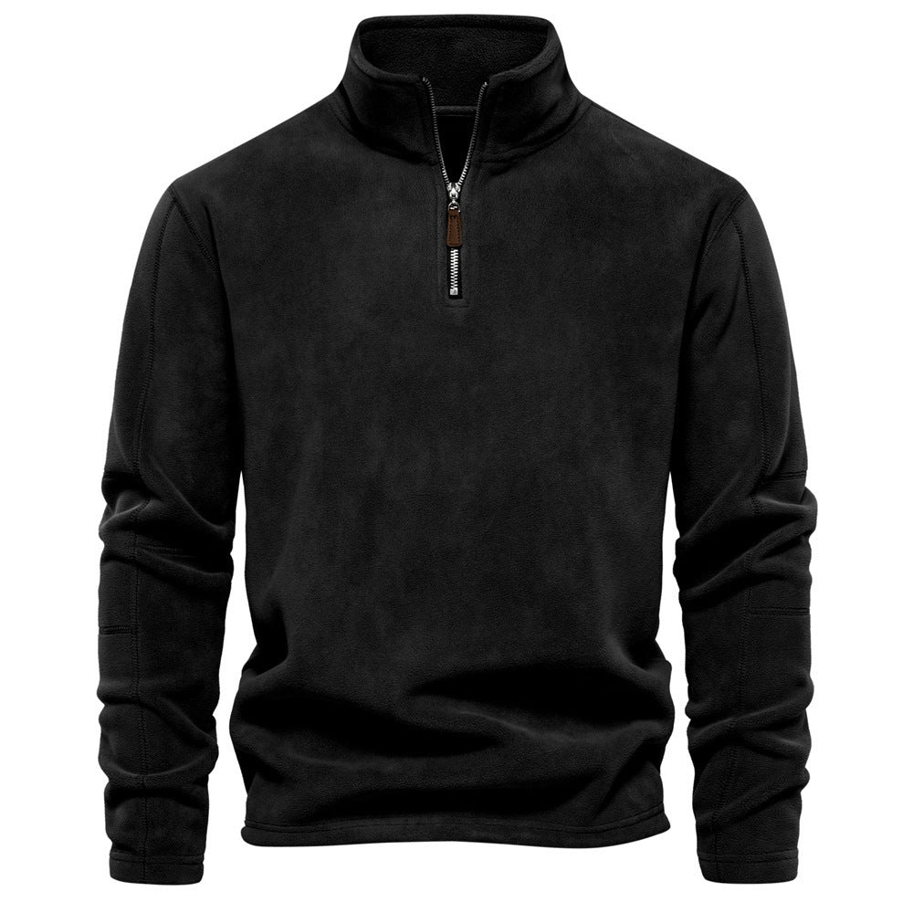 Herrenjacke mit halbem Reißverschluss, Fleecefutter und Stehkragen - 2 - Jasminaboutique.com