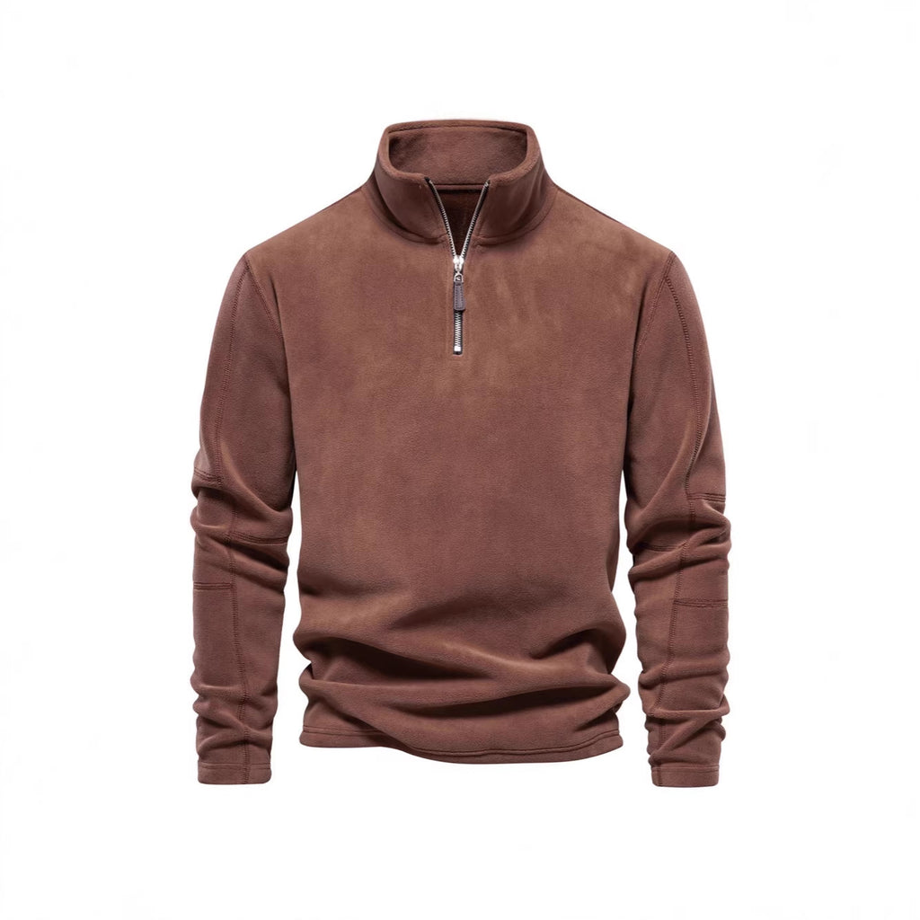 Herrenjacke mit halbem Reißverschluss, Fleecefutter und Stehkragen - 8 - Jasminaboutique.com