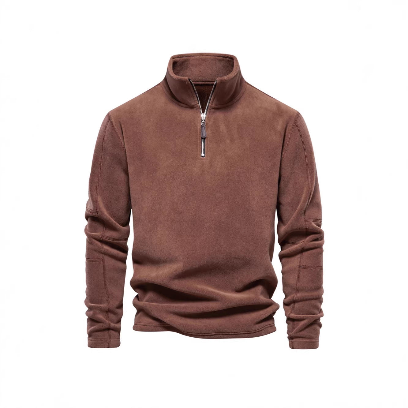 Herrenjacke mit halbem Reißverschluss, Fleecefutter und Stehkragen - 8 - Jasminaboutique.com