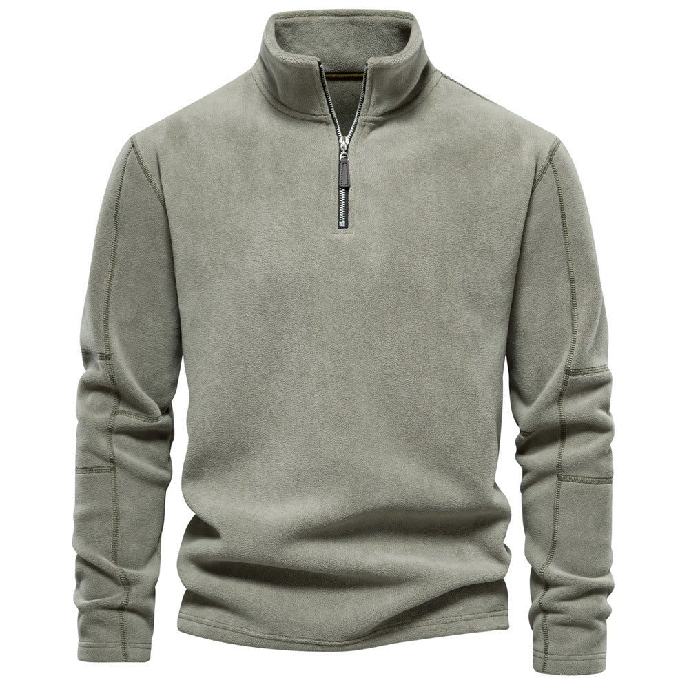 Herrenjacke mit halbem Reißverschluss, Fleecefutter und Stehkragen - 10 - Jasminaboutique.com