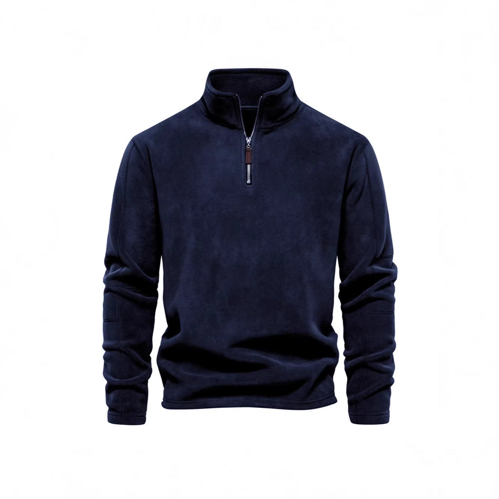 Herrenjacke mit halbem Reißverschluss, Fleecefutter und Stehkragen - 11 - Jasminaboutique.com