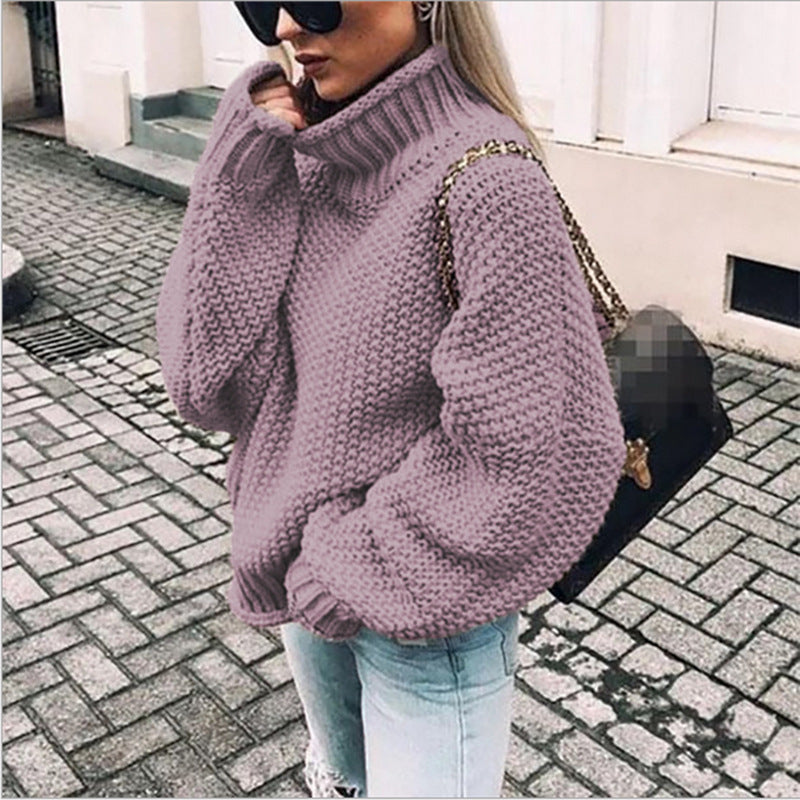 Pullover für Damen: Gemütlicher Rollkragenpullover mit gerippten Details - 5 - Jasminaboutique.com