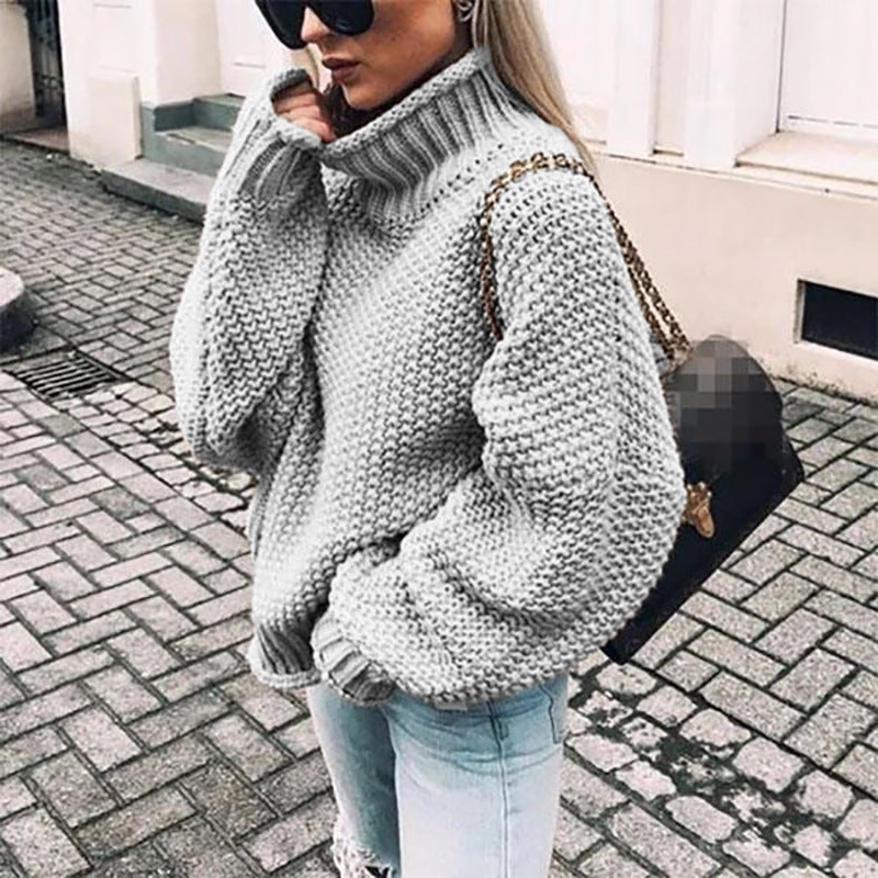 Pullover für Damen: Gemütlicher Rollkragenpullover mit gerippten Details - 7 - Jasminaboutique.com