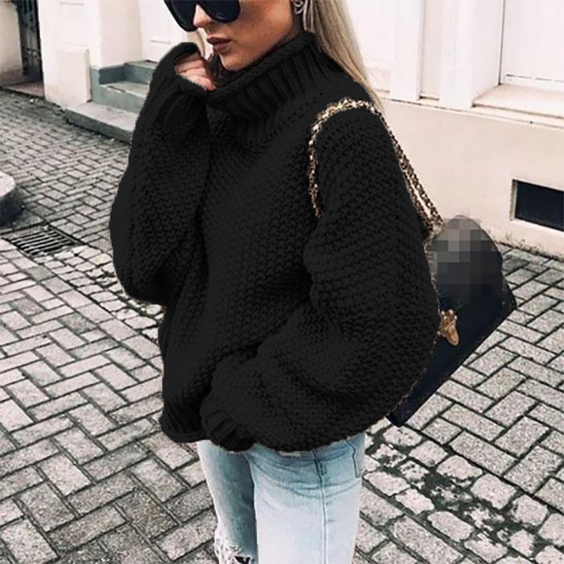 Pullover für Damen: Gemütlicher Rollkragenpullover mit gerippten Details - 13 - Jasminaboutique.com