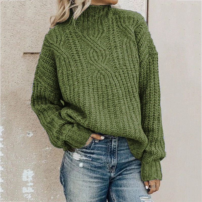 Damen-Rollkragenpullover mit Zopfmuster - 1 - Jasminaboutique.com