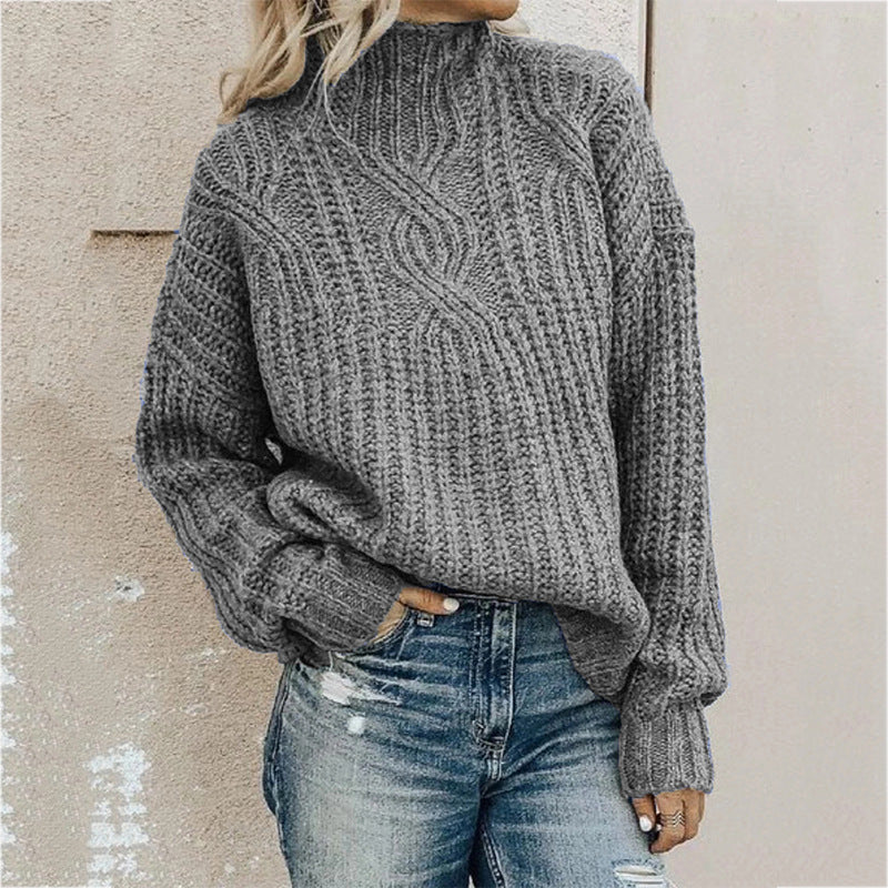 Damen-Rollkragenpullover mit Zopfmuster - 3 - Jasminaboutique.com