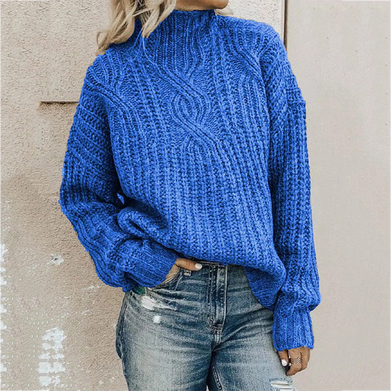 Damen-Rollkragenpullover mit Zopfmuster - 4 - Jasminaboutique.com