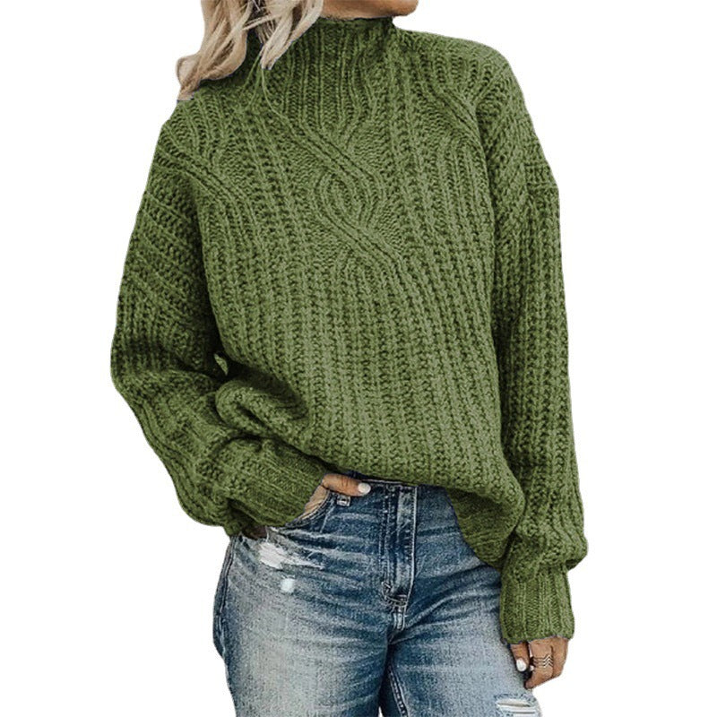 Damen-Rollkragenpullover mit Zopfmuster - 5 - Jasminaboutique.com