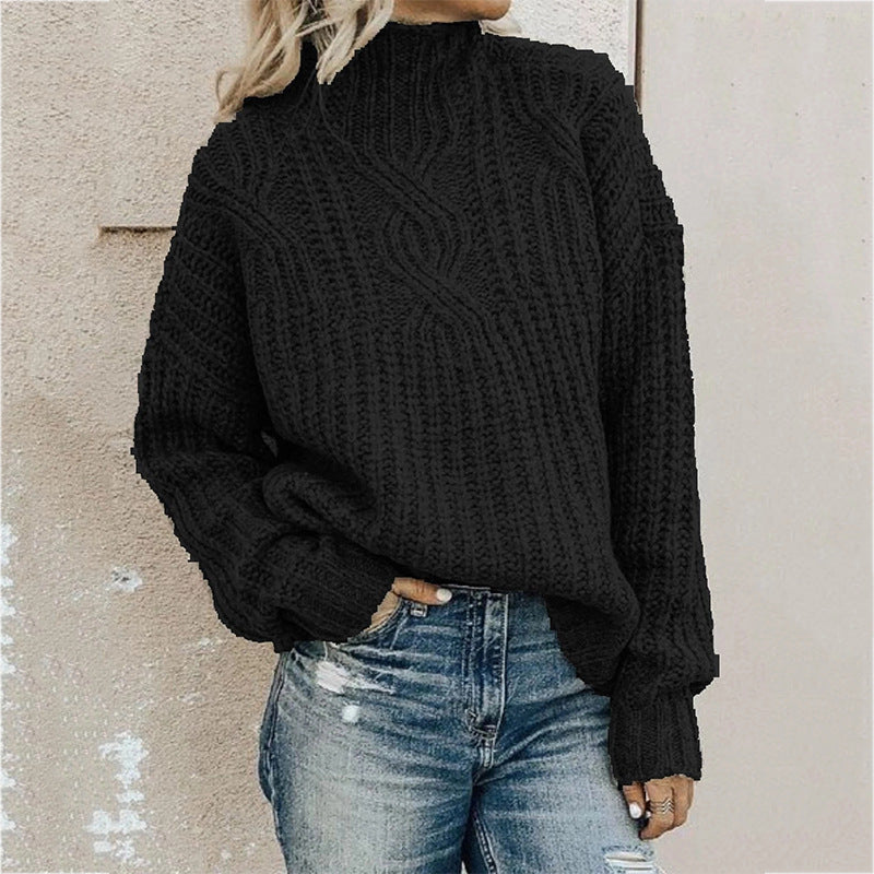 Damen-Rollkragenpullover mit Zopfmuster - 6 - Jasminaboutique.com