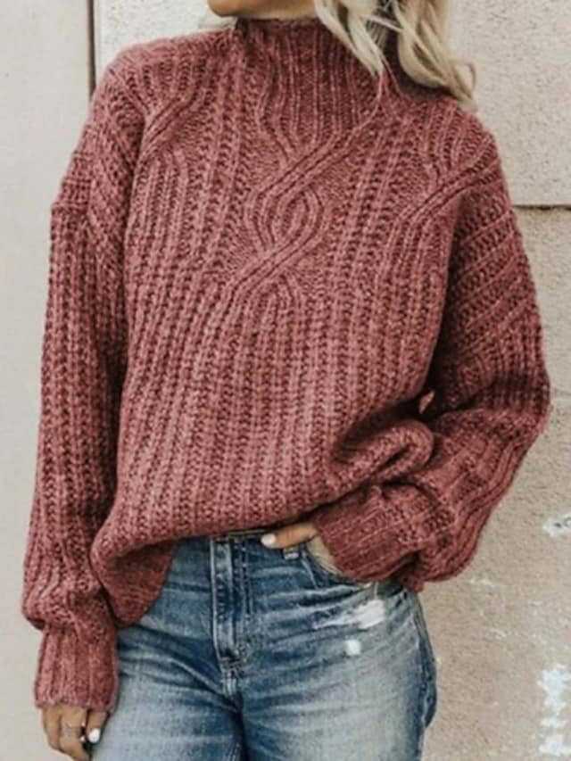 Damen-Rollkragenpullover mit Zopfmuster - 7 - Jasminaboutique.com