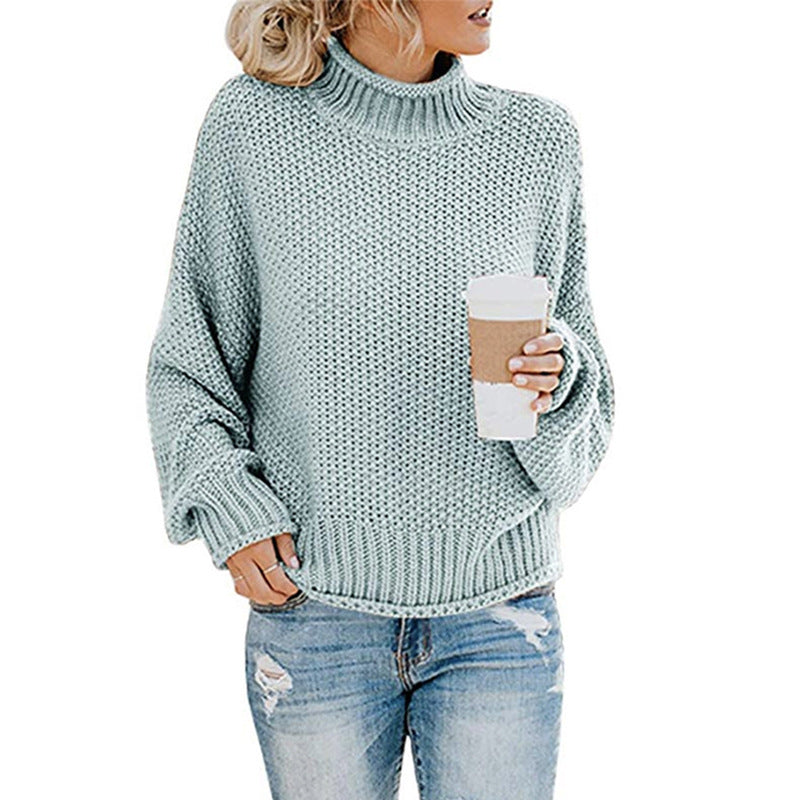 Pullover für Damen: Grobstrick-Rollkragenpullover mit lockerer Passform - 2 - Jasminaboutique.com