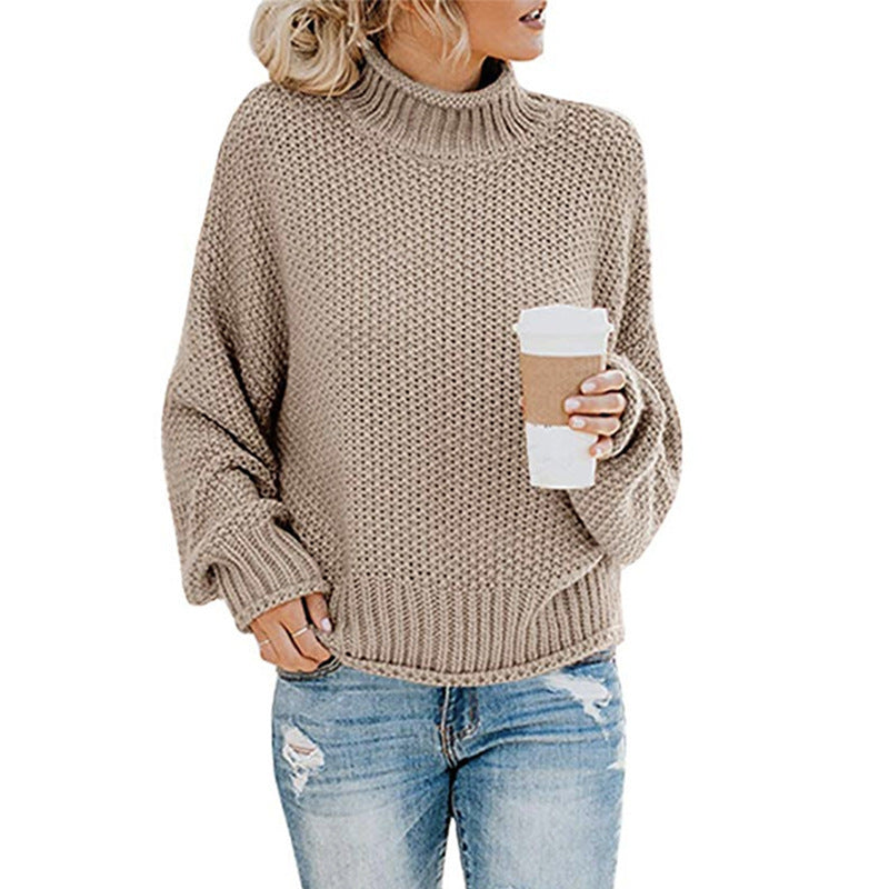 Pullover für Damen: Grobstrick-Rollkragenpullover mit lockerer Passform - 5 - Jasminaboutique.com