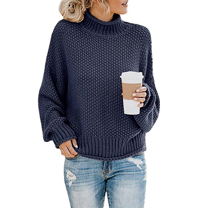 Pullover für Damen: Grobstrick-Rollkragenpullover mit lockerer Passform - 6 - Jasminaboutique.com