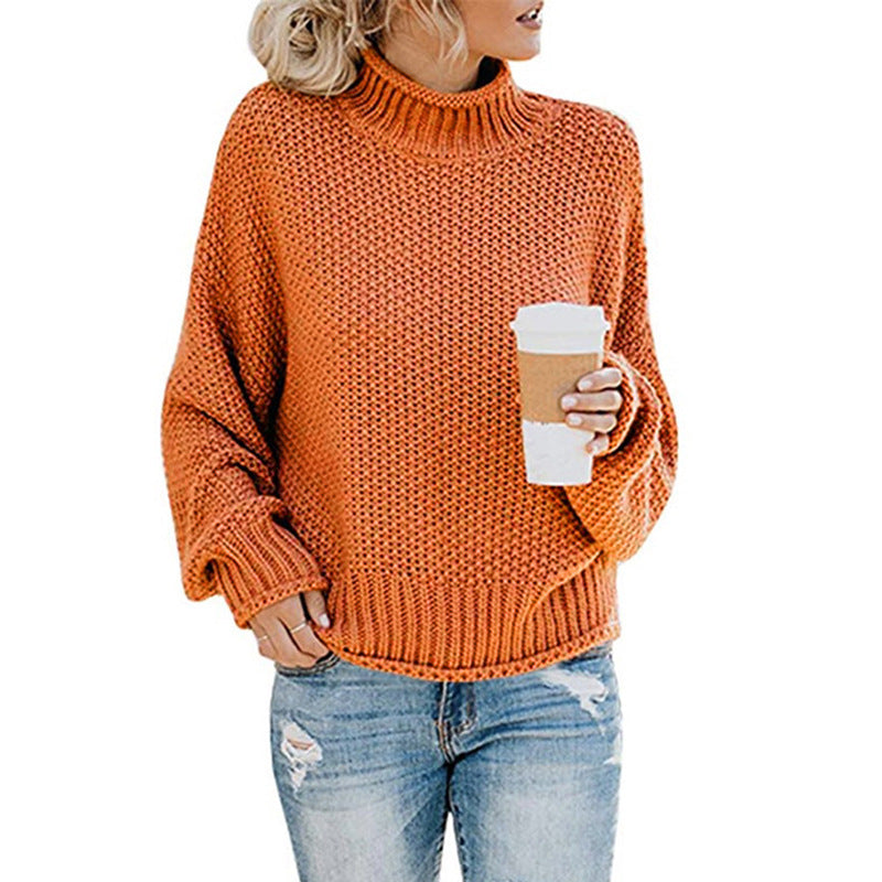 Pullover für Damen: Grobstrick-Rollkragenpullover mit lockerer Passform - 7 - Jasminaboutique.com