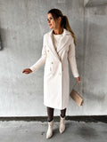 Zweireihiger Damenmantel mit Taschen und elegantem Schnitt - 5 - Jasminaboutique.com