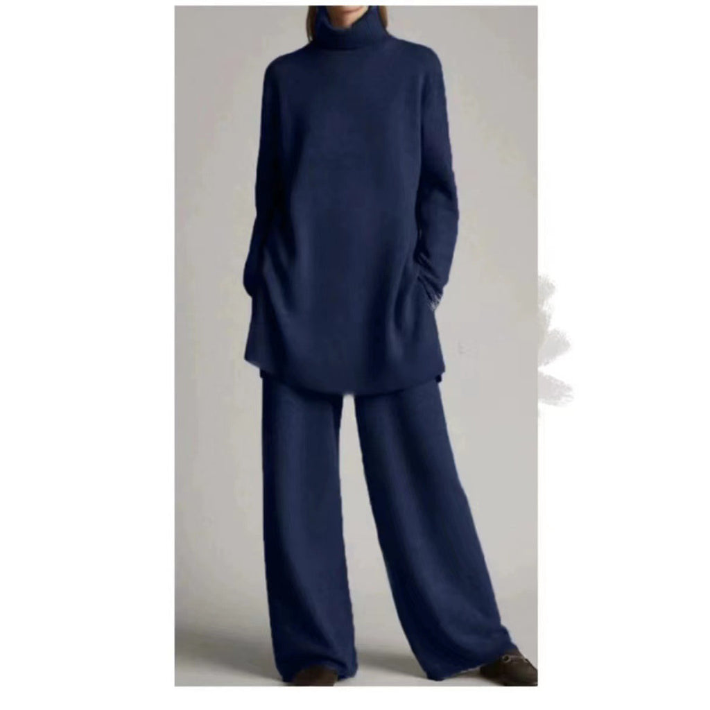 Lässiges zweiteiliges Damen-Set aus Strick mit Rollkragen und lockerer Passform - 7 - Jasminaboutique.com