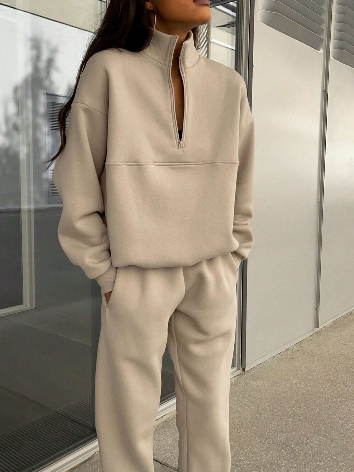 Zweiteiliges Damen-Set mit Reißverschluss und Oversize-Passform - 2 - Jasminaboutique.com