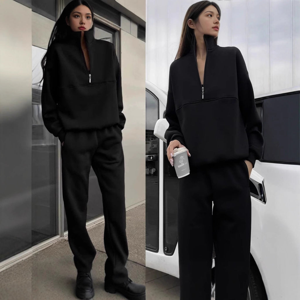 Zweiteiliges Damen-Set mit Reißverschluss und Oversize-Passform - 7 - Jasminaboutique.com