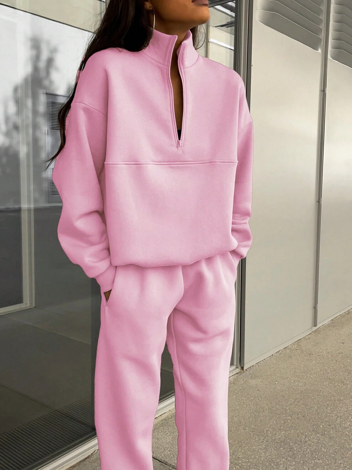 Zweiteiliges Damen-Set mit Reißverschluss und Oversize-Passform - 10 - Jasminaboutique.com
