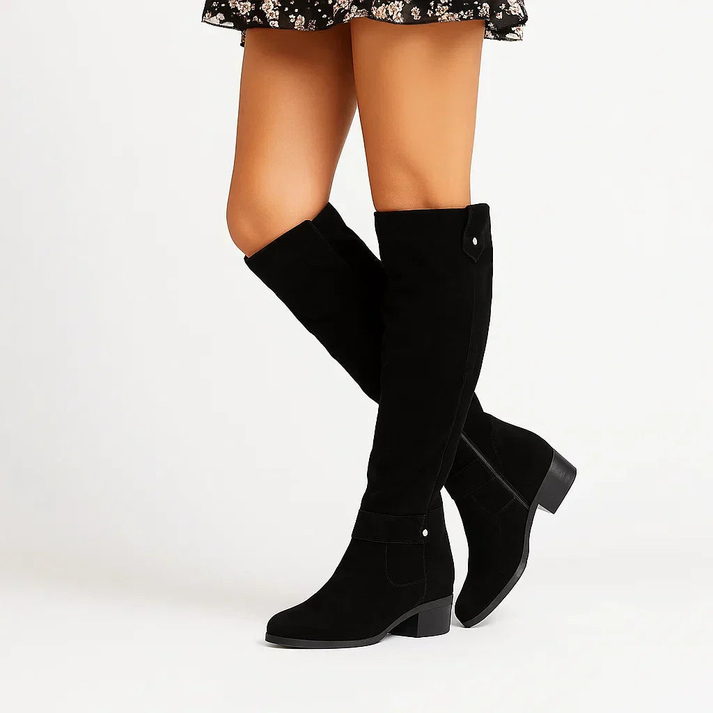 Kniehohe Stiefel für Damen mit Blockabsatz und seitlichem Reißverschluss - 4 - Jasminaboutique.com