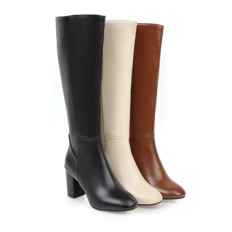 Stylische Damenstiefel mit Blockabsatz und spitzer Zehenpartie - 2 - Jasminaboutique.com