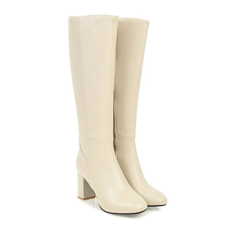Stylische Damenstiefel mit Blockabsatz und spitzer Zehenpartie - 5 - Jasminaboutique.com