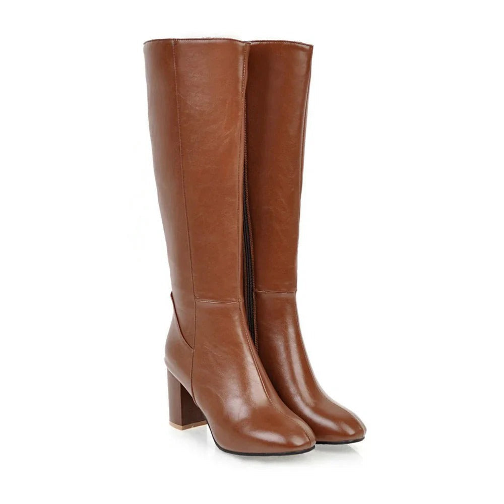 Stylische Damenstiefel mit Blockabsatz und spitzer Zehenpartie - 6 - Jasminaboutique.com