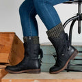 Stylische Damen-Stiefeletten mit Blumenmuster und Schnallen - 4 - Jasminaboutique.com