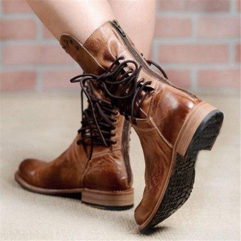Schnürstiefel für Damen – Im Vintage-Stil und mit bequemem Blockabsatz - 6 - Jasminaboutique.com