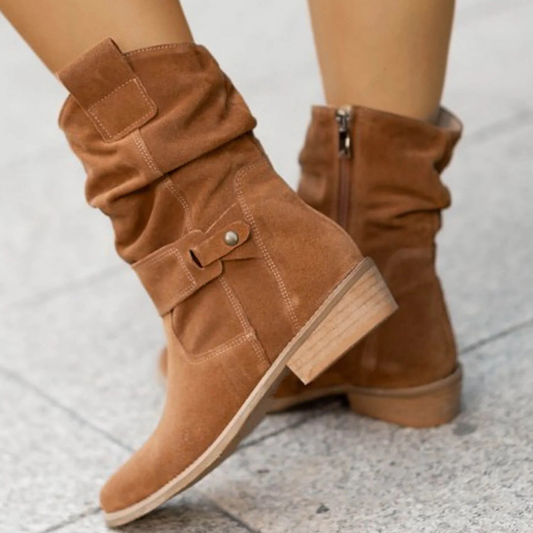 Stylische Damen-Slouch-Stiefel mit Blockabsatz und verstellbarem Riemen - 4 - Jasminaboutique.com