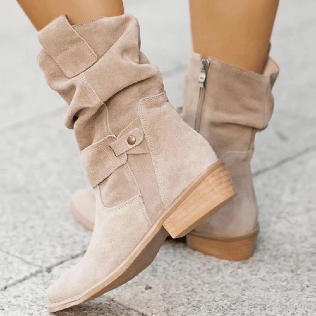 Stylische Damen-Slouch-Stiefel mit Blockabsatz und verstellbarem Riemen - 5 - Jasminaboutique.com