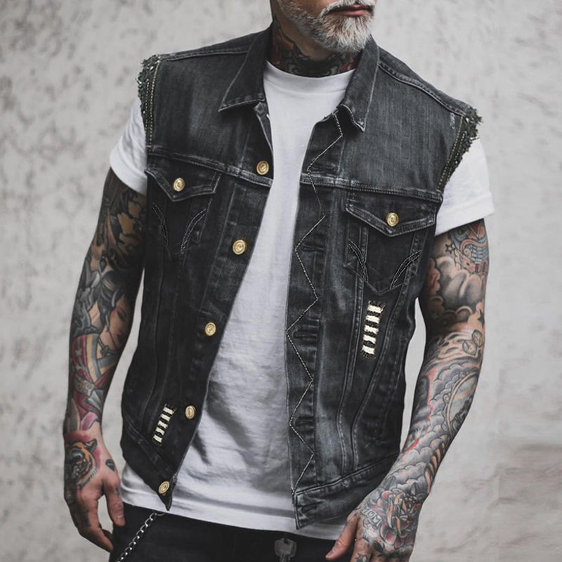Jeansweste für Herren – ärmellos und im markanten Streetwear-Stil - 1 - Jasminaboutique.com