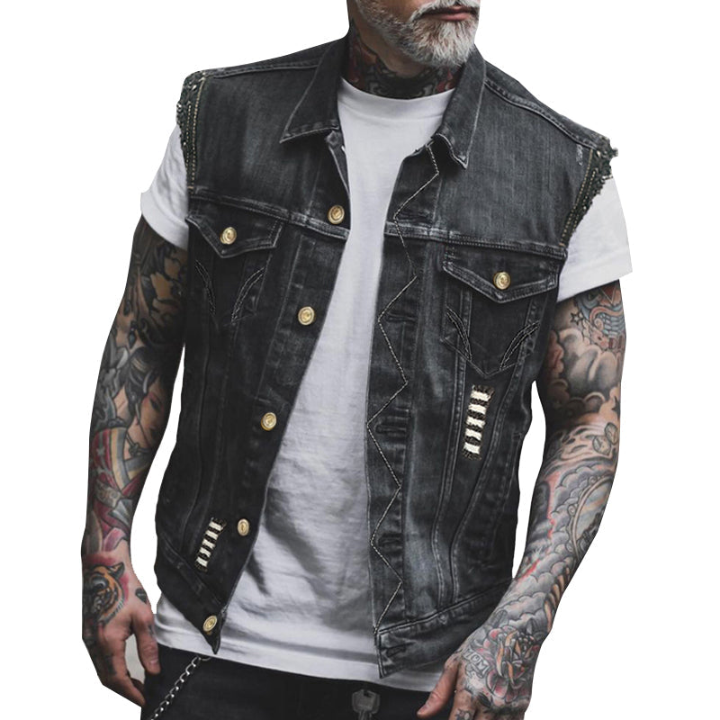 Jeansweste für Herren – ärmellos und im markanten Streetwear-Stil - 2 - Jasminaboutique.com