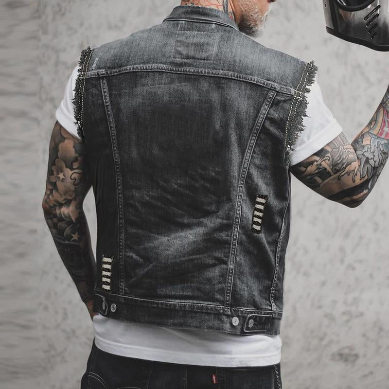 Jeansweste für Herren – ärmellos und im markanten Streetwear-Stil - 3 - Jasminaboutique.com