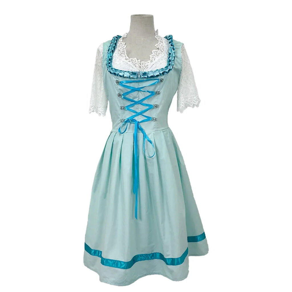 Oktoberfest-Kleid Damen mit Spitzenärmeln und Taillengürtel | J&B - 3 - Jasminaboutique.com