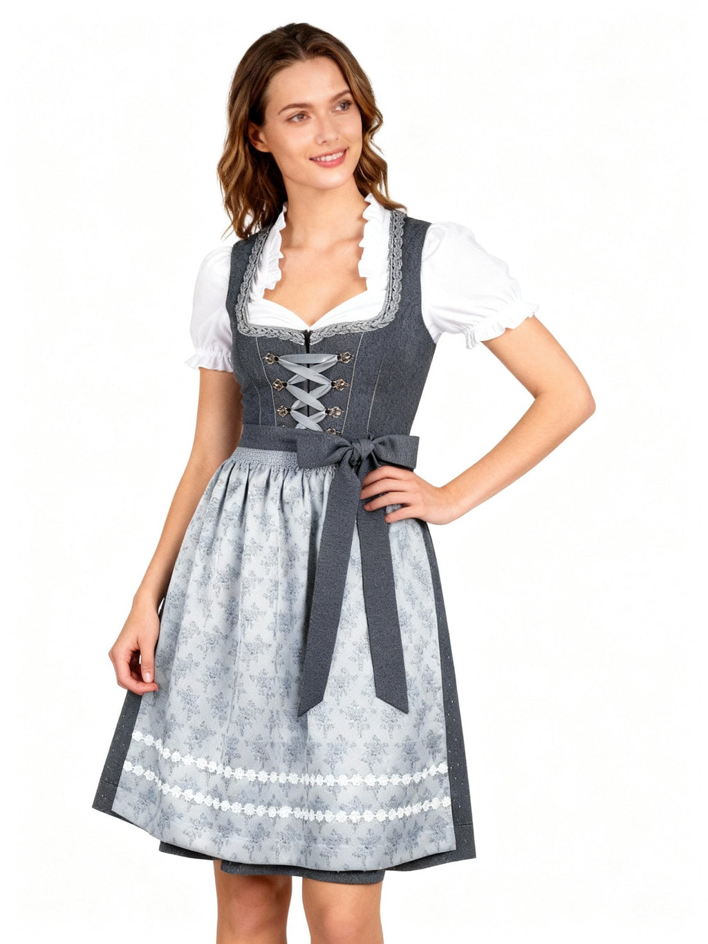 Dirndl Damen – Eleganter Schnitt mit Blumenmuster und Herzausschnitt | J&B - 1 - Jasminaboutique.com