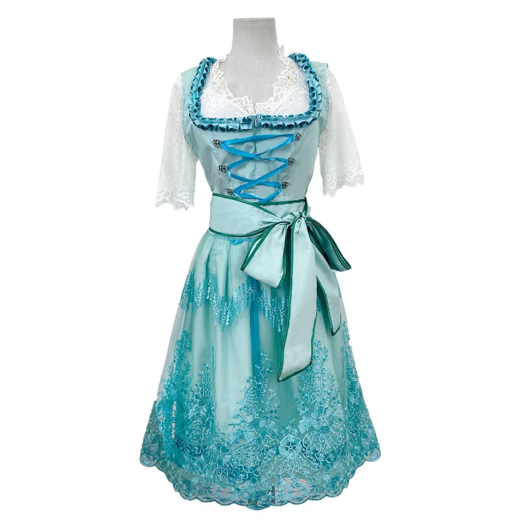 Dirndl Damen mit Spitzenärmeln und floralem Design | J&B - 4 - Jasminaboutique.com