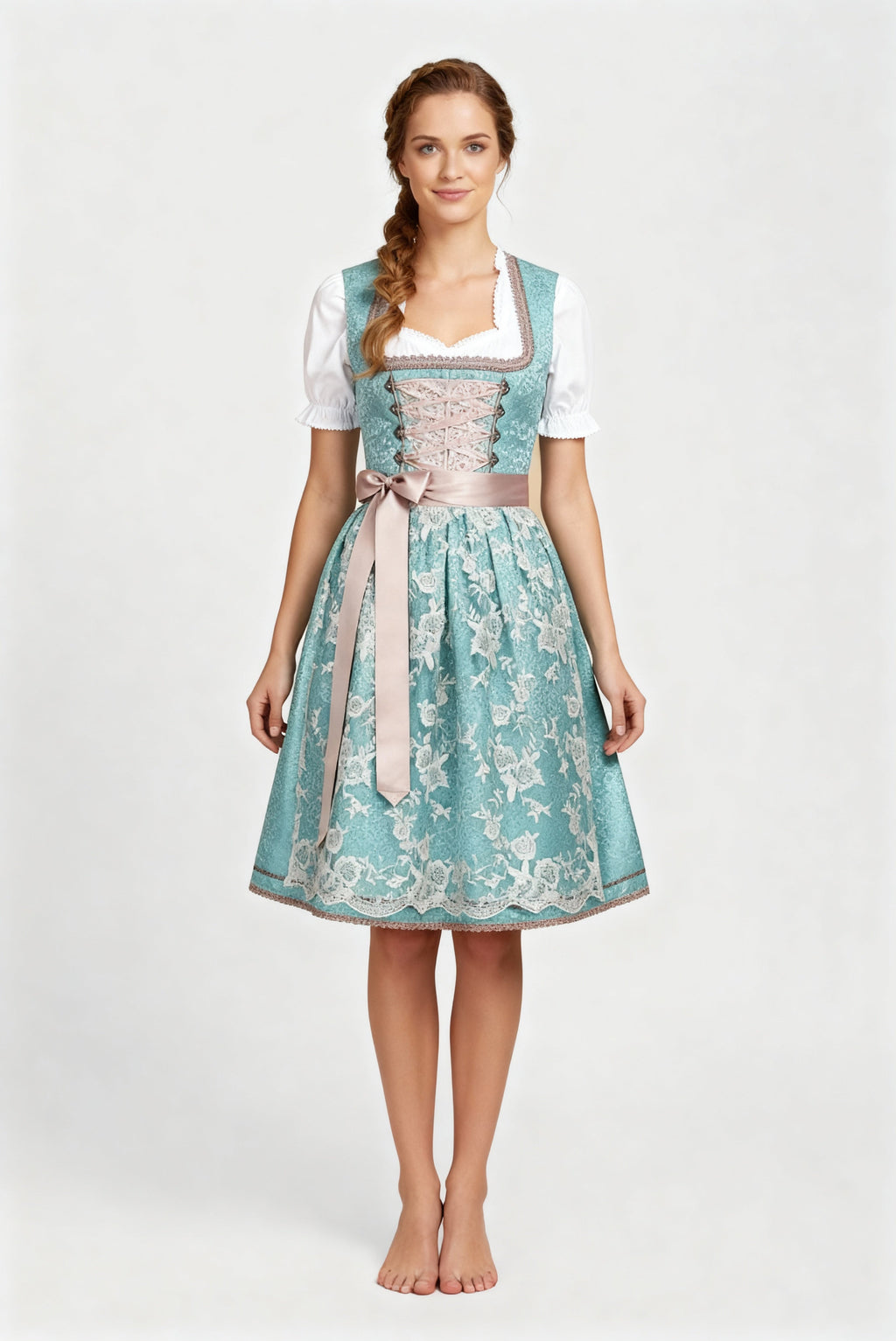 Dirndl Damen im klassischen Schnitt mit Herzausschnitt und eleganter Stickerei | J&B - 1 - Jasminaboutique.com