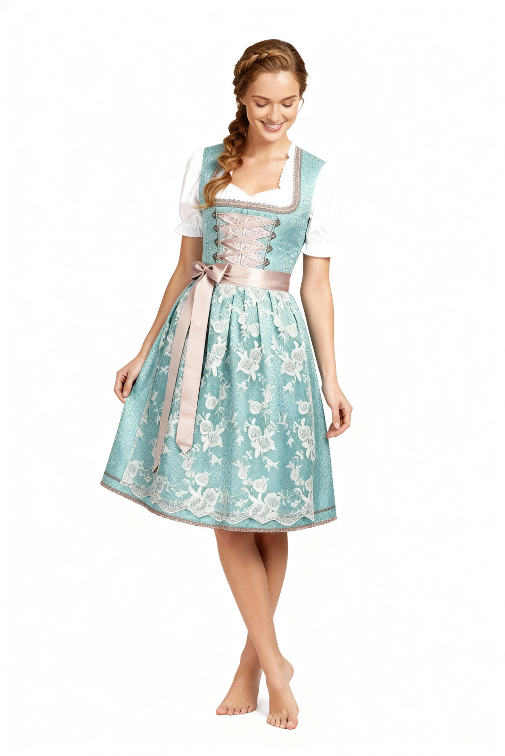 Dirndl Damen im klassischen Schnitt mit Herzausschnitt und eleganter Stickerei | J&B - 2 - Jasminaboutique.com