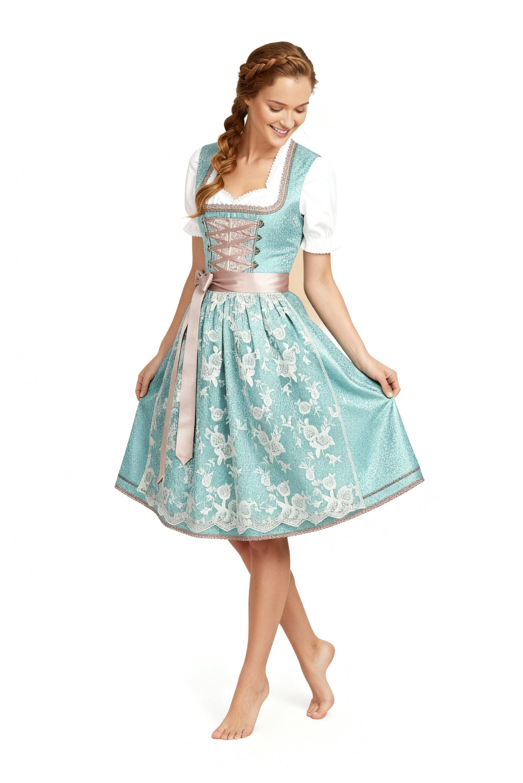 Dirndl Damen im klassischen Schnitt mit Herzausschnitt und eleganter Stickerei | J&B - 4 - Jasminaboutique.com