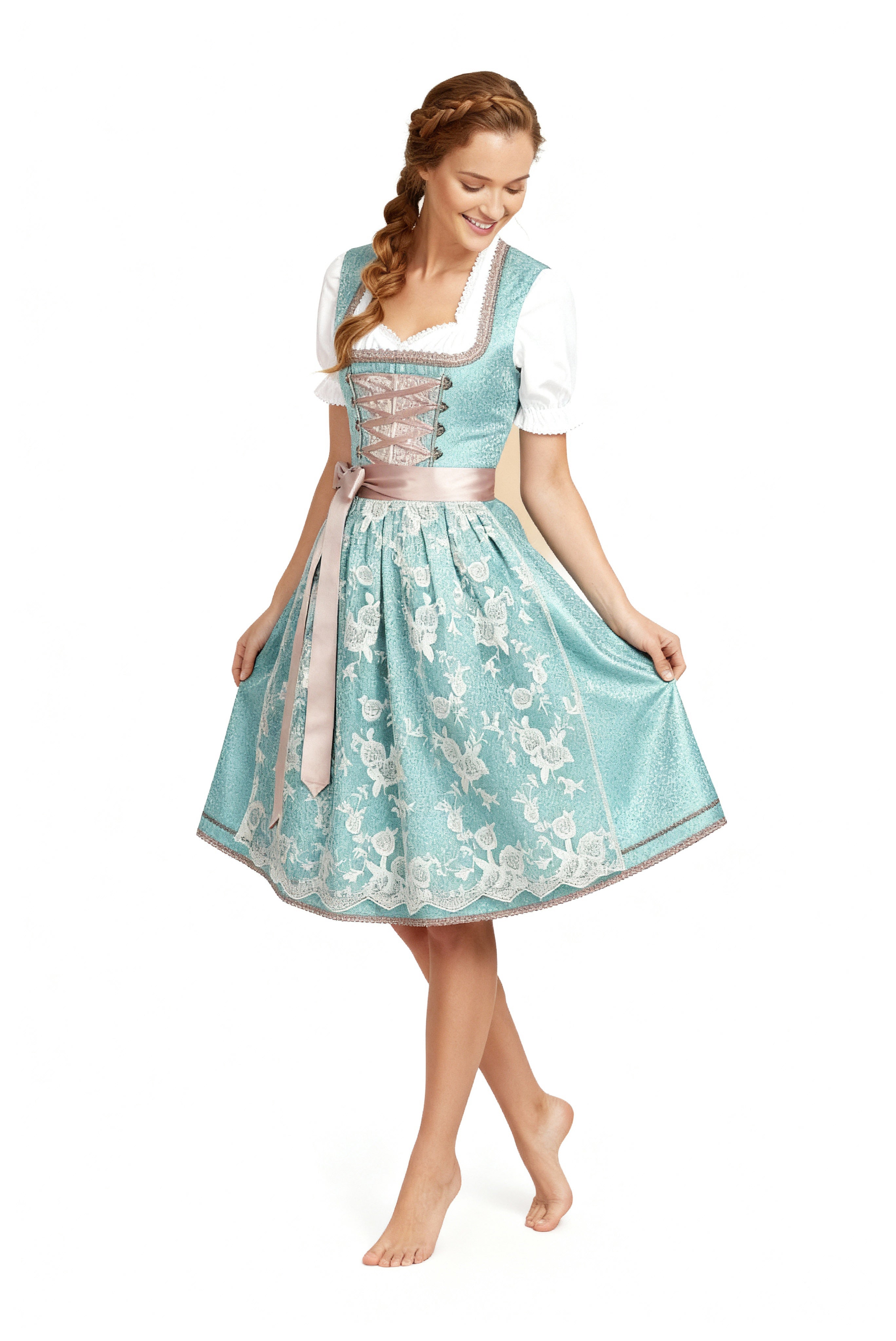 Dirndl Damen im klassischen Schnitt mit Herzausschnitt und eleganter Stickerei | J&B - 4 - Jasminaboutique.com
