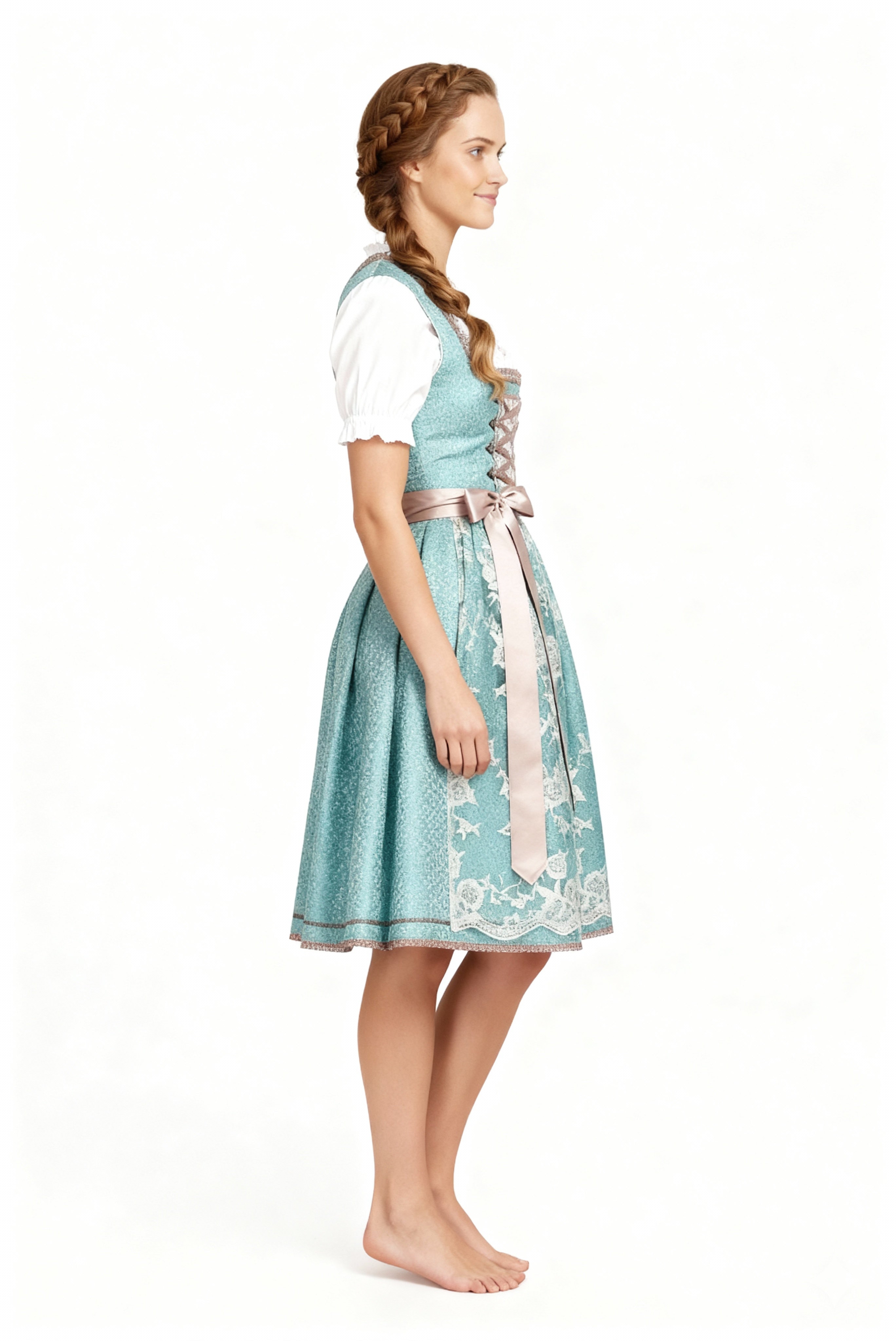 Dirndl Damen im klassischen Schnitt mit Herzausschnitt und eleganter Stickerei | J&B - 5 - Jasminaboutique.com