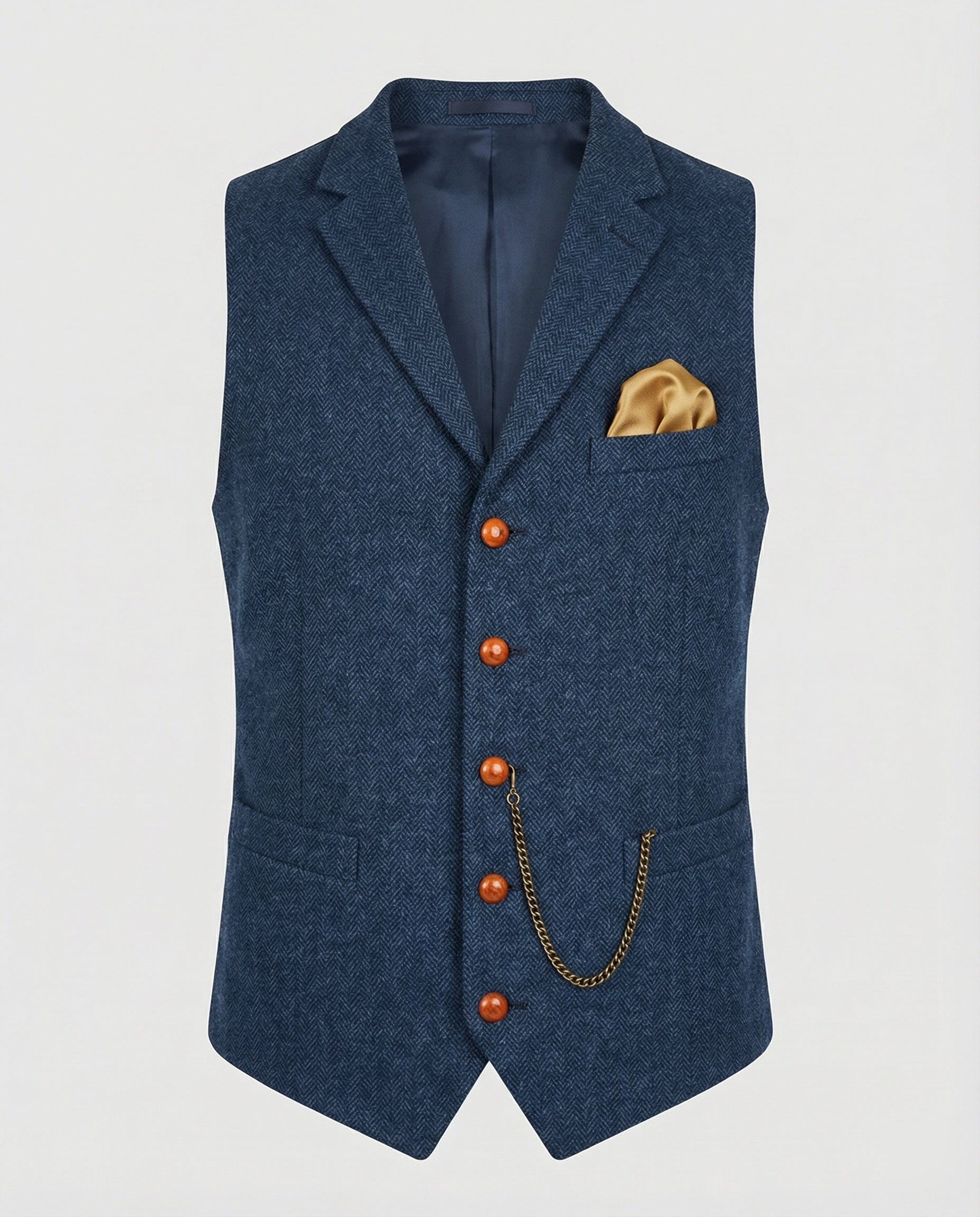 Stilvolle Weste für Herren mit Fischgrätenmuster und Kette | J&B - 3 - Jasminaboutique.com