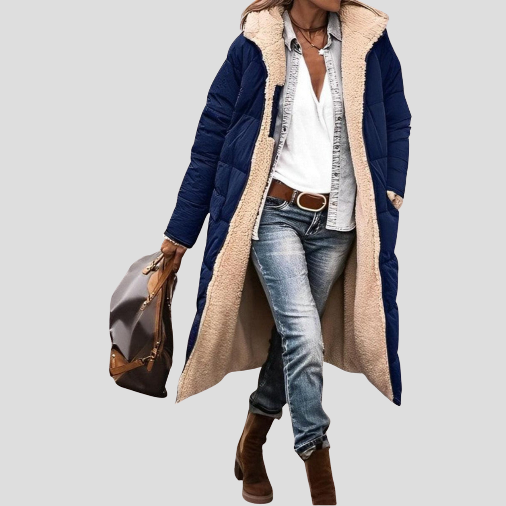 Langer Damen-Wintermantel mit Wende-Design und Teddy-Futter | J&B - 2 - Jasminaboutique.com